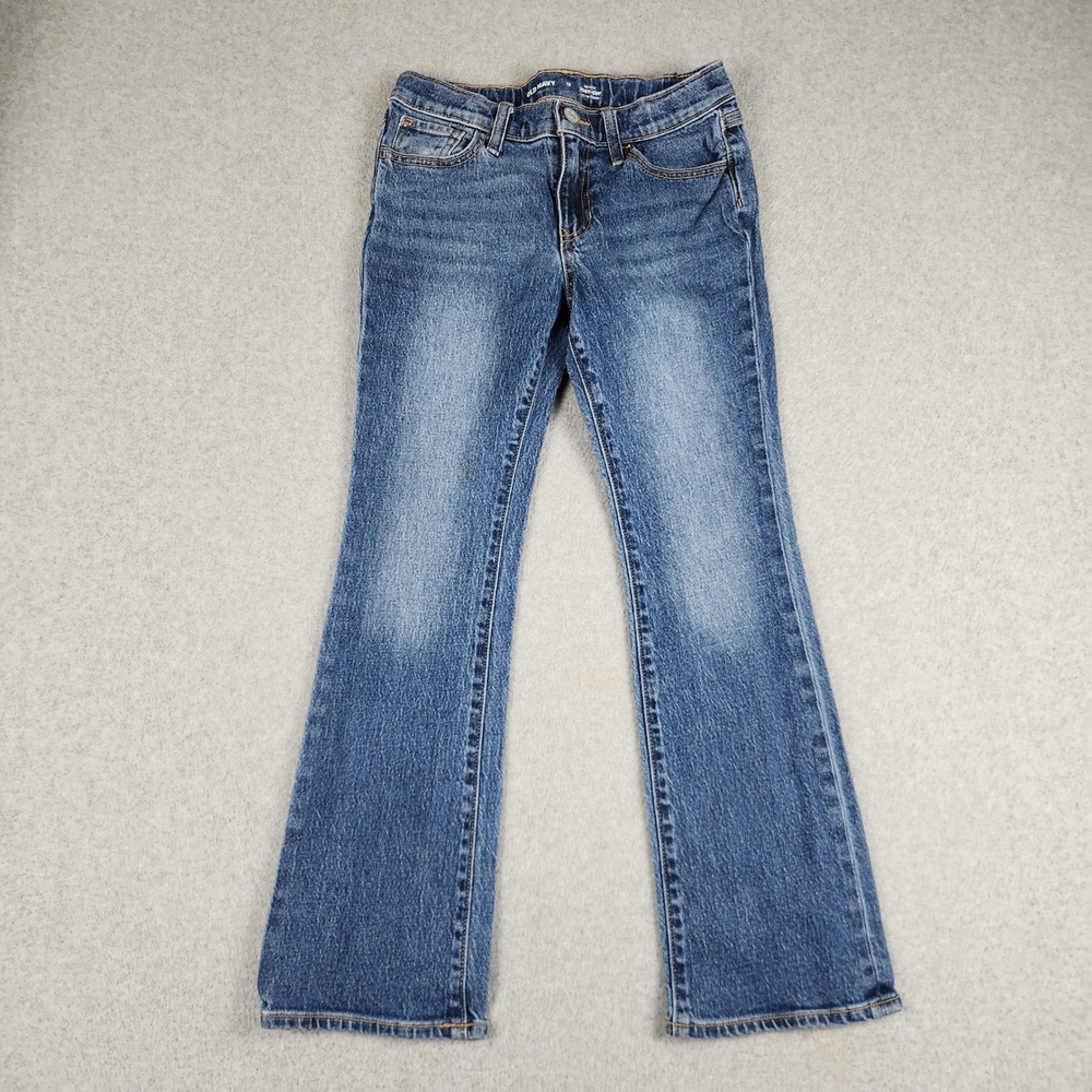 Old Navy Bootcut Jeans Womens 12 Blue Denim Whiskered Built-In Tough Mid Rise